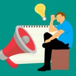 graphic of man sitting with megaphone